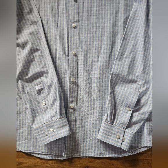 Michael Kors Slim Fit Blue Tan Button Down Dress Shirt Mens Size XL 17-1/2 34-35 - Picture 7 of 13